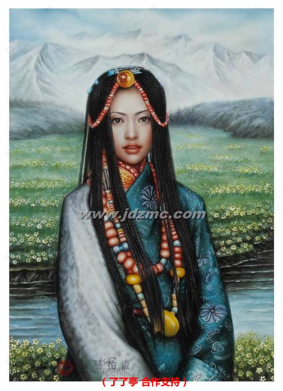 西藏少女•釉上彩瓷板 武育伦